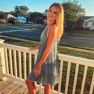 Sun & Shadow Blue Halter Mini Dress